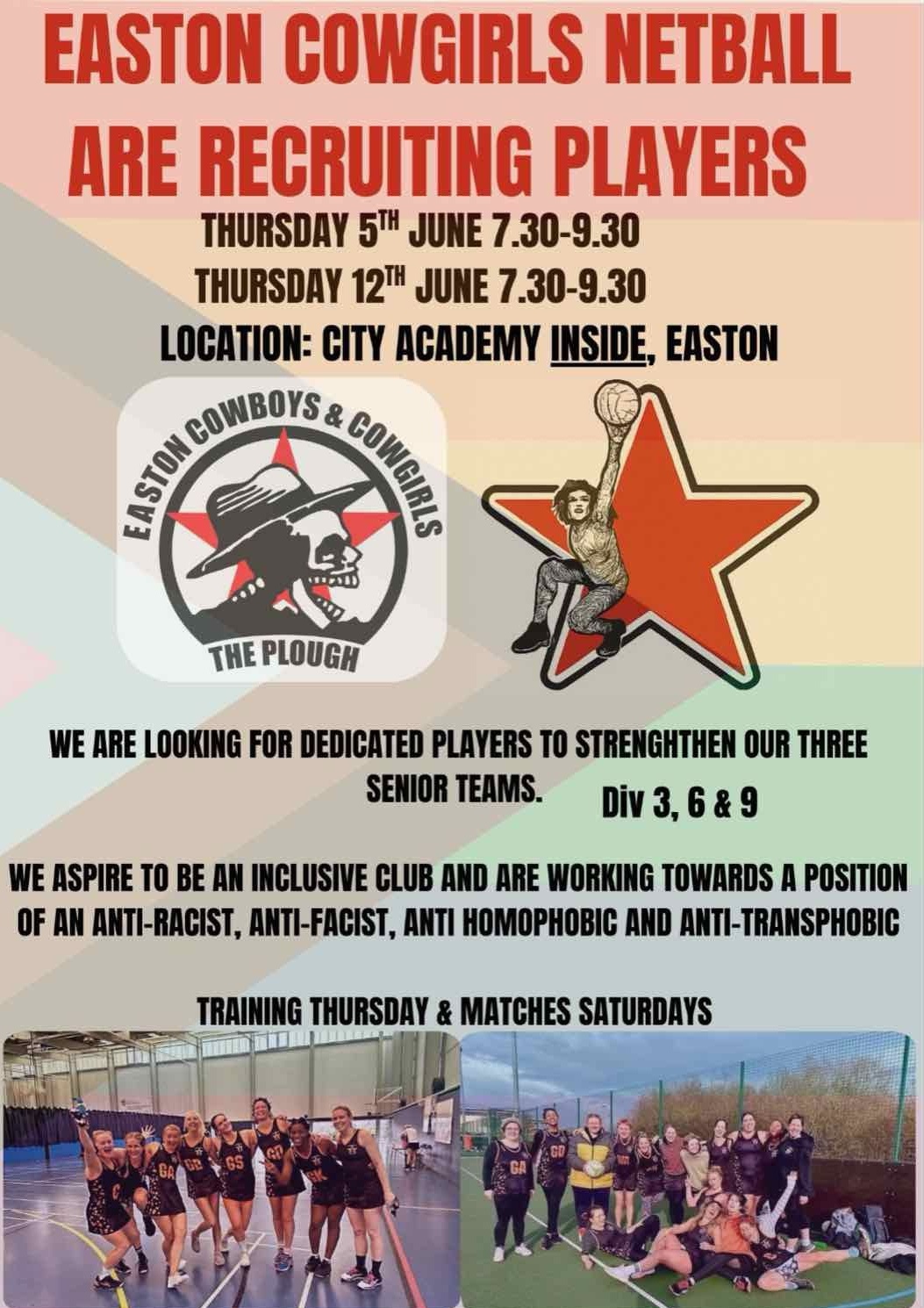 Easton Cowgirls Netball are recruiting new players!